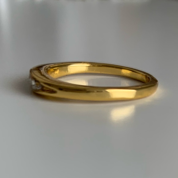 Gold Tone Jeweled Rhinestone Pave Band Ring - Picture 4 of 6